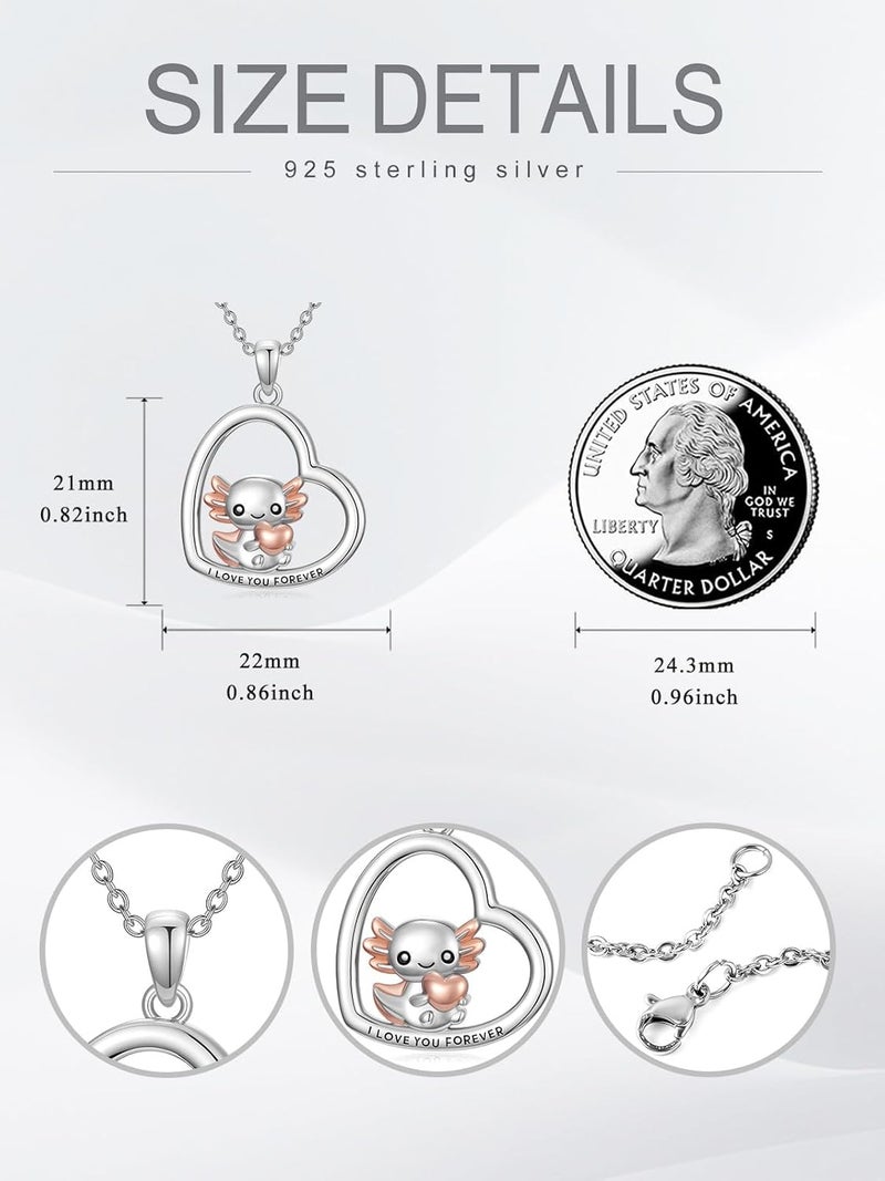 Cargari Store Dragonfly/Butterfly/Elephant/Hummingbird/Axolotl/Horse/Panda/Bee necklace for Women 925 Sterling Silver Heart Pendant Necklace Animal Jewelry Gifts for Women - Image 5